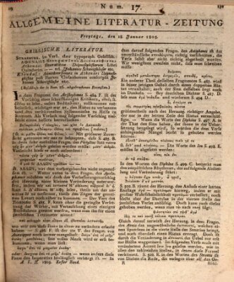 Allgemeine Literatur-Zeitung (Literarisches Zentralblatt für Deutschland) Freitag 18. Januar 1805