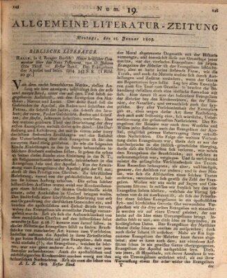 Allgemeine Literatur-Zeitung (Literarisches Zentralblatt für Deutschland) Montag 21. Januar 1805