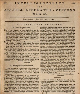 Allgemeine Literatur-Zeitung (Literarisches Zentralblatt für Deutschland) Samstag 2. März 1805