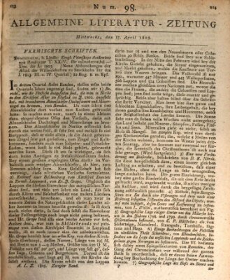 Allgemeine Literatur-Zeitung (Literarisches Zentralblatt für Deutschland) Mittwoch 17. April 1805