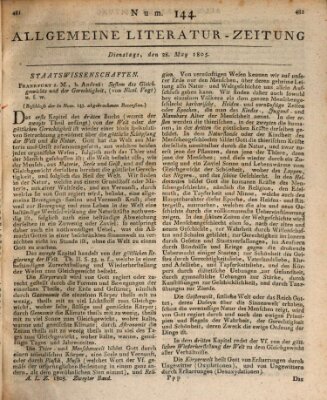 Allgemeine Literatur-Zeitung (Literarisches Zentralblatt für Deutschland) Dienstag 28. Mai 1805