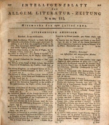 Allgemeine Literatur-Zeitung (Literarisches Zentralblatt für Deutschland) Mittwoch 24. Juli 1805