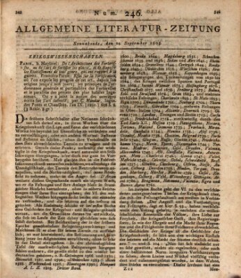 Allgemeine Literatur-Zeitung (Literarisches Zentralblatt für Deutschland) Samstag 14. September 1805