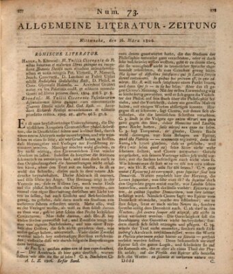 Allgemeine Literatur-Zeitung (Literarisches Zentralblatt für Deutschland) Mittwoch 26. März 1806