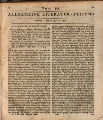 Allgemeine Literatur-Zeitung (Literarisches Zentralblatt für Deutschland) Montag 30. Juni 1806