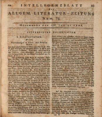 Allgemeine Literatur-Zeitung (Literarisches Zentralblatt für Deutschland) Mittwoch 11. Juni 1806