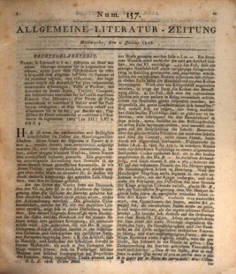 Allgemeine Literatur-Zeitung (Literarisches Zentralblatt für Deutschland) Mittwoch 2. Juli 1806