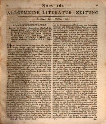 Allgemeine Literatur-Zeitung (Literarisches Zentralblatt für Deutschland) Montag 7. Juli 1806