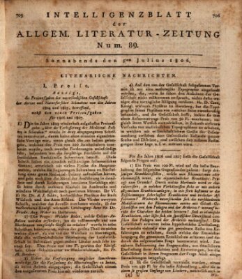 Allgemeine Literatur-Zeitung (Literarisches Zentralblatt für Deutschland) Samstag 5. Juli 1806