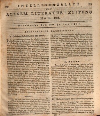Allgemeine Literatur-Zeitung (Literarisches Zentralblatt für Deutschland) Mittwoch 30. Juli 1806