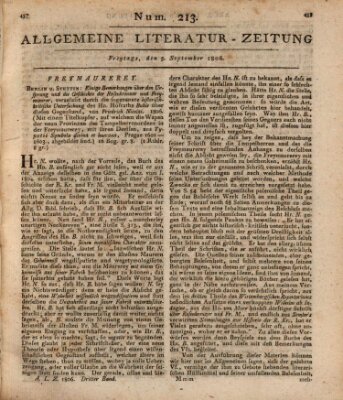 Allgemeine Literatur-Zeitung (Literarisches Zentralblatt für Deutschland) Freitag 5. September 1806