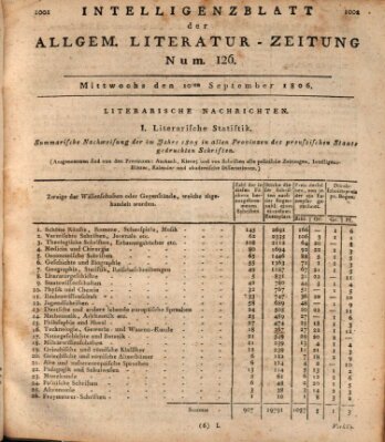 Allgemeine Literatur-Zeitung (Literarisches Zentralblatt für Deutschland) Mittwoch 10. September 1806