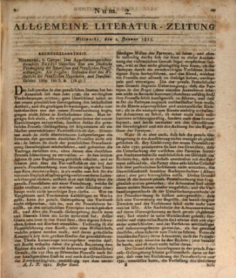 Allgemeine Literatur-Zeitung (Literarisches Zentralblatt für Deutschland) Mittwoch 2. Januar 1811