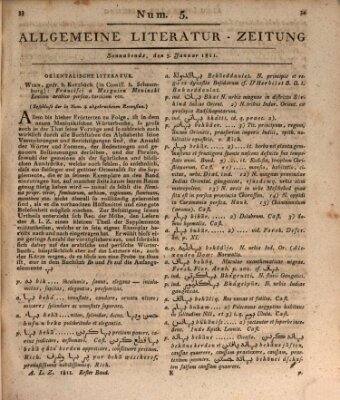 Allgemeine Literatur-Zeitung (Literarisches Zentralblatt für Deutschland) Samstag 5. Januar 1811