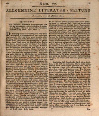 Allgemeine Literatur-Zeitung (Literarisches Zentralblatt für Deutschland) Montag 21. Januar 1811