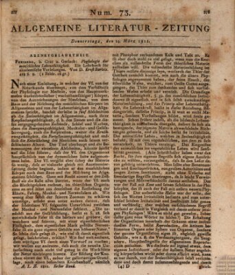 Allgemeine Literatur-Zeitung (Literarisches Zentralblatt für Deutschland) Donnerstag 14. März 1811