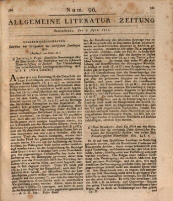 Allgemeine Literatur-Zeitung (Literarisches Zentralblatt für Deutschland) Samstag 6. April 1811