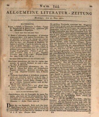 Allgemeine Literatur-Zeitung (Literarisches Zentralblatt für Deutschland) Montag 27. Mai 1811