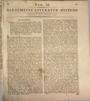 Allgemeine Literatur-Zeitung (Literarisches Zentralblatt für Deutschland) Dienstag 11. Februar 1812