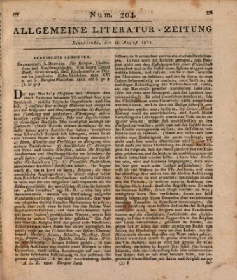 Allgemeine Literatur-Zeitung (Literarisches Zentralblatt für Deutschland) Samstag 22. August 1812