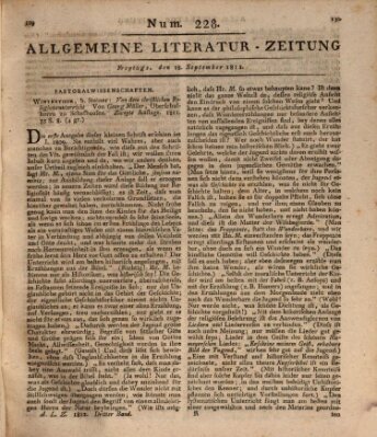 Allgemeine Literatur-Zeitung (Literarisches Zentralblatt für Deutschland) Freitag 18. September 1812