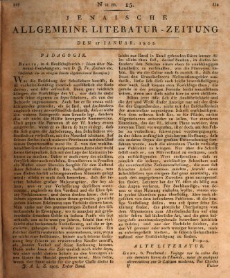 Jenaische allgemeine Literatur-Zeitung vom Jahre ... Donnerstag 17. Januar 1805