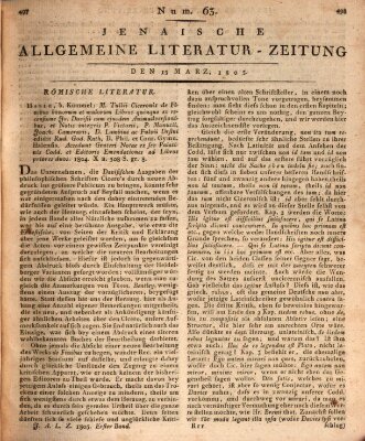 Jenaische allgemeine Literatur-Zeitung vom Jahre ... Freitag 15. März 1805