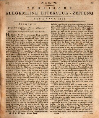 Jenaische allgemeine Literatur-Zeitung vom Jahre ... Samstag 23. März 1805