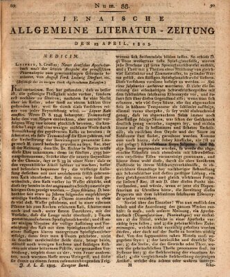 Jenaische allgemeine Literatur-Zeitung vom Jahre ... Samstag 13. April 1805