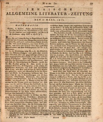 Jenaische allgemeine Literatur-Zeitung vom Jahre ... Mittwoch 27. März 1811