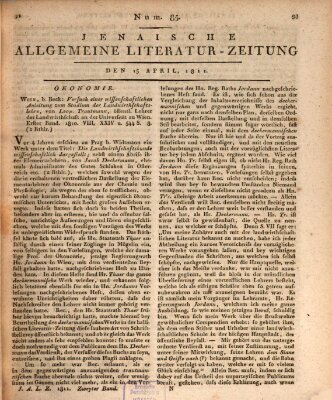 Jenaische allgemeine Literatur-Zeitung vom Jahre ... Montag 15. April 1811