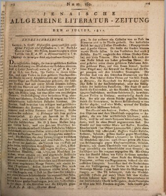 Jenaische allgemeine Literatur-Zeitung vom Jahre ... Mittwoch 17. Juli 1811