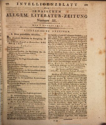 Jenaische allgemeine Literatur-Zeitung vom Jahre ... Mittwoch 7. August 1811