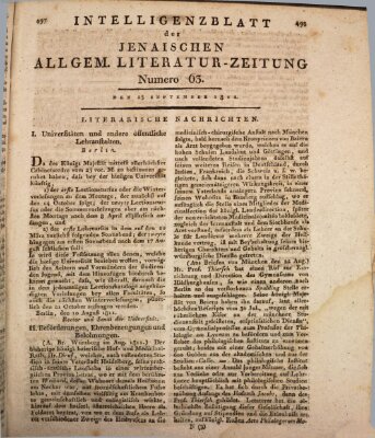 Jenaische allgemeine Literatur-Zeitung vom Jahre ... Mittwoch 25. September 1811
