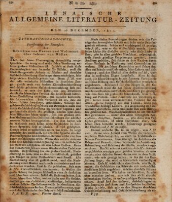 Jenaische allgemeine Literatur-Zeitung vom Jahre ... Donnerstag 12. Dezember 1811