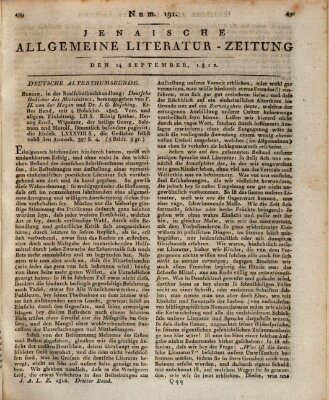 Jenaische allgemeine Literatur-Zeitung vom Jahre ... Donnerstag 24. September 1812