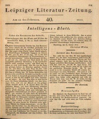 Leipziger Literaturzeitung Samstag 15. Februar 1812