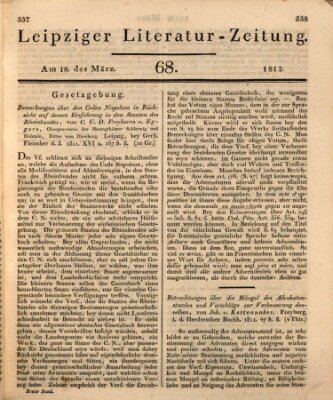 Leipziger Literaturzeitung Mittwoch 18. März 1812