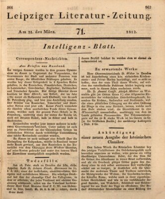 Leipziger Literaturzeitung Samstag 21. März 1812
