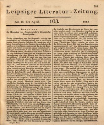 Leipziger Literaturzeitung Dienstag 28. April 1812