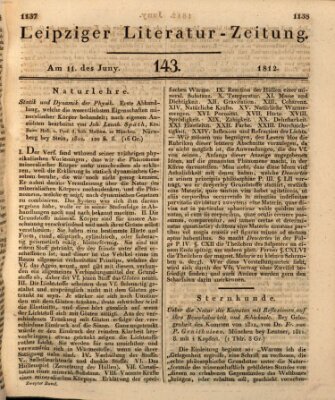 Leipziger Literaturzeitung Donnerstag 11. Juni 1812