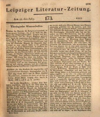 Leipziger Literaturzeitung Mittwoch 15. Juli 1812