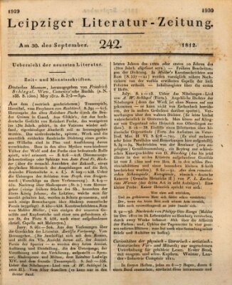 Leipziger Literaturzeitung Mittwoch 30. September 1812