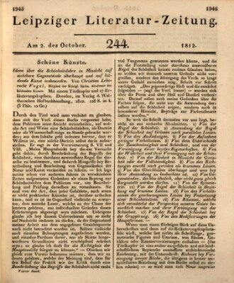 Leipziger Literaturzeitung Freitag 2. Oktober 1812