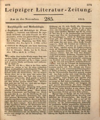 Leipziger Literaturzeitung Montag 16. November 1812