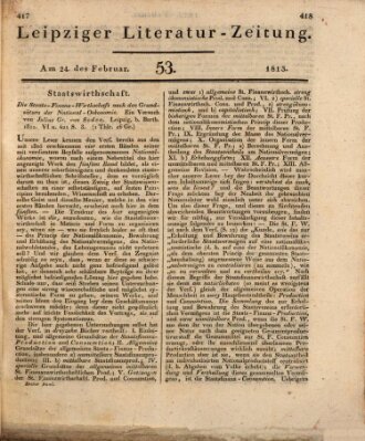 Leipziger Literaturzeitung Mittwoch 24. Februar 1813