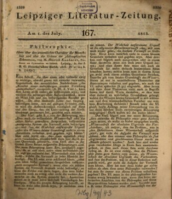 Leipziger Literaturzeitung Donnerstag 1. Juli 1813