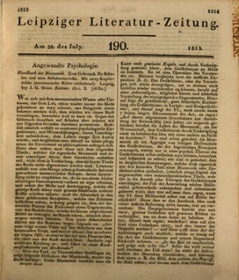 Leipziger Literaturzeitung Mittwoch 28. Juli 1813