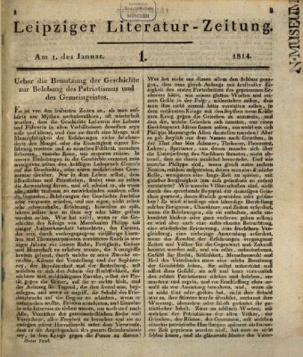 Leipziger Literaturzeitung Samstag 1. Januar 1814