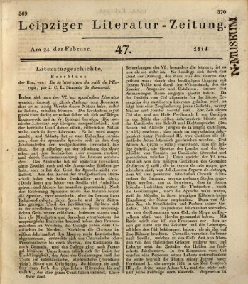 Leipziger Literaturzeitung Donnerstag 24. Februar 1814